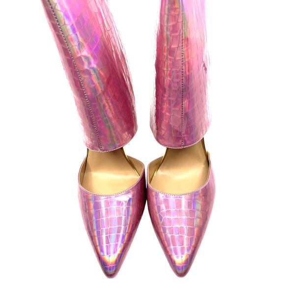 THINGS II COME Women's Size 12M Show-Stopping Pink Snake-Print Ankle Boot - Picture 12 of 12